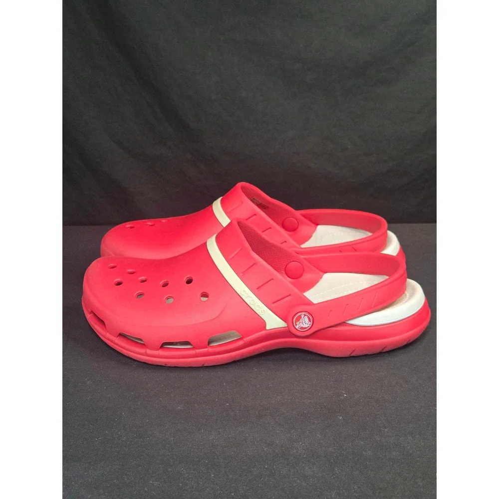 Crocs Duet Sport Clogs Red White Mens 9 Womens‎ 11 Slip On Comfort Shoes